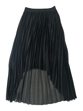 Renn Black Pleated High-Low Maxi Skirt Sz S